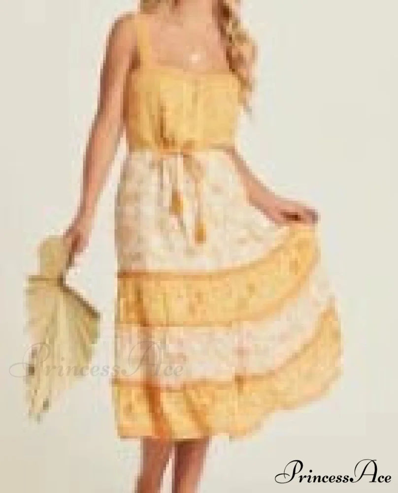 Bohemian Sundress Seductive Sleeveless Strap Rayon Floral Beach Dress