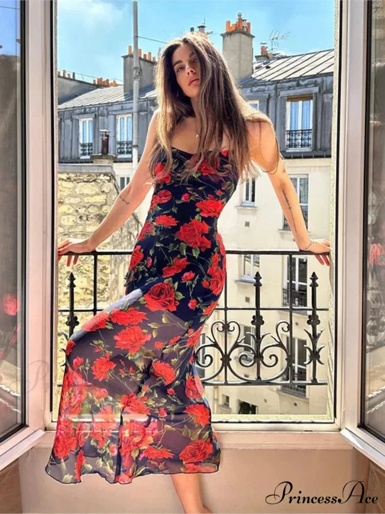 Bohemian Trim Fit Patterned Off-The-Shoulder Flowered Dress