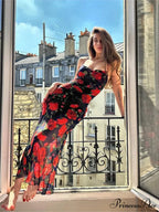 Bohemian Trim Fit Patterned Off-The-Shoulder Flowered Dress