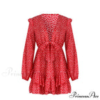 Boho Floral Ruffle Short Mini Dress