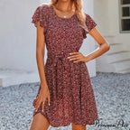 Boho Floral Ruffle Short Mini Dress