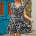 Boho Floral Ruffle Short Mini Dress