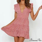 Boho Floral Ruffle Short Mini Dress