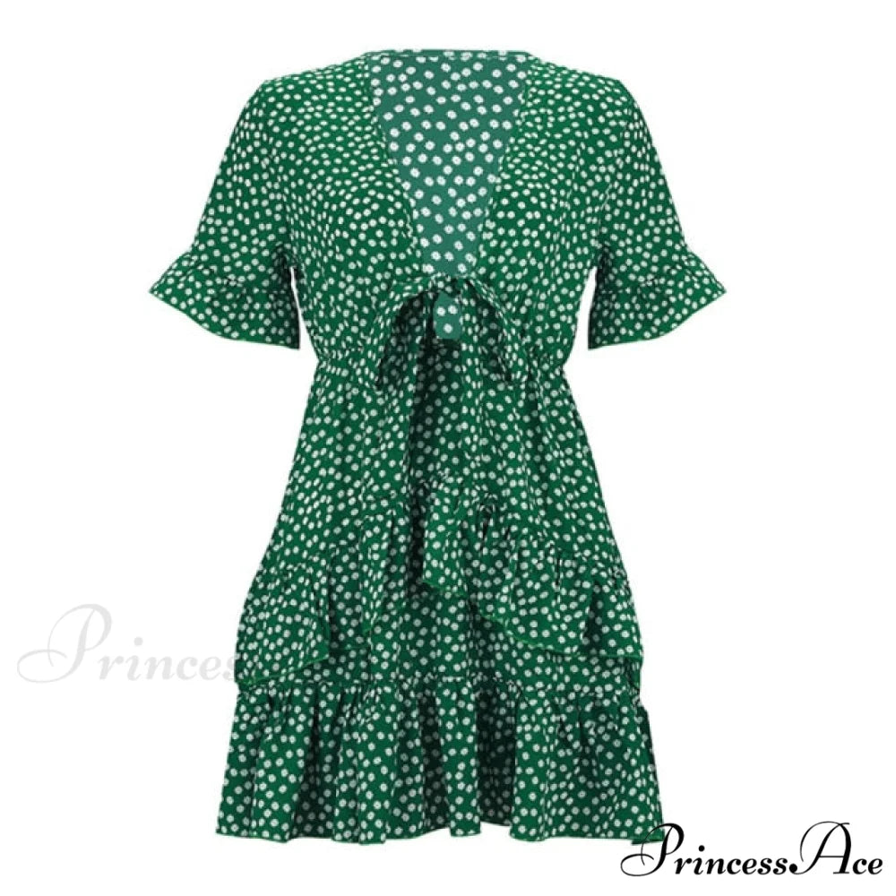 Boho Floral Ruffle Short Mini Dress