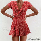 Boho Floral Ruffle Short Mini Dress