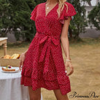 Boho Floral Ruffle Short Mini Dress