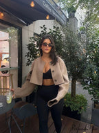 Bomber Demi-season Round Neck Buttoned Cropped Casual Autumn Chic Stylish Coat