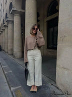 Bomber Demi-season Round Neck Buttoned Cropped Casual Autumn Chic Stylish Coat