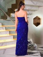 Boning Sequined Strapless Party Dress