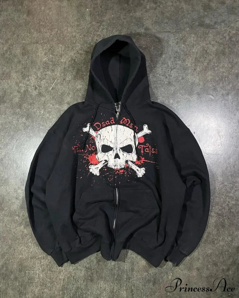 Bony Printed Zipper Hoodie