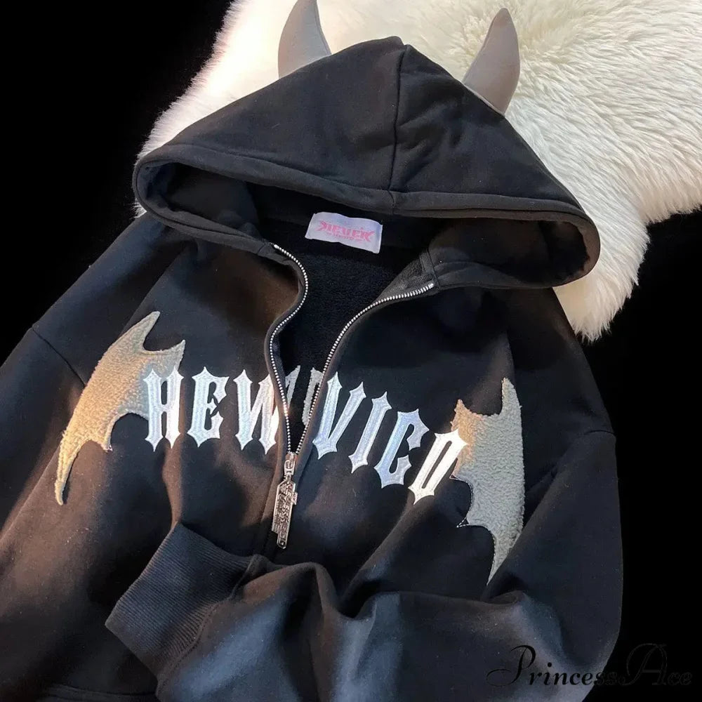 Bony Printed Zipper Hoodie