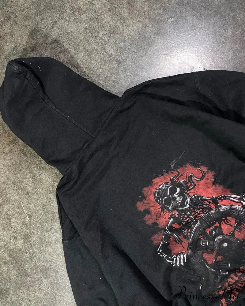 Bony Printed Zipper Hoodie