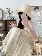 Botanical A-Line Mid-Calf Elevated Waist Skirt