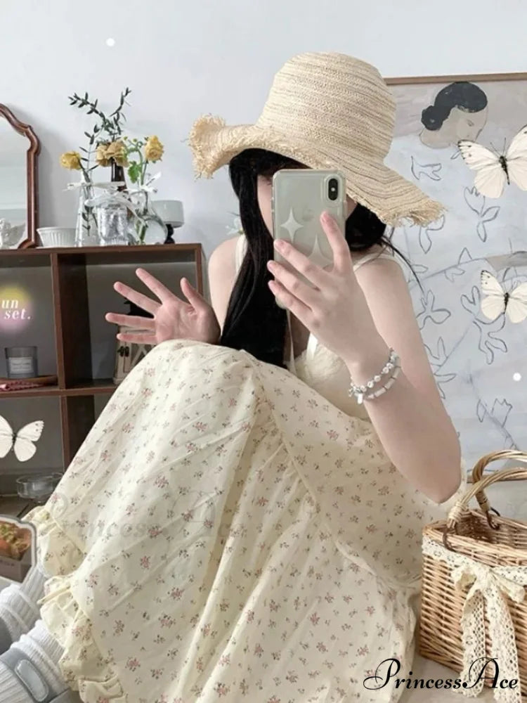 Botanical A-Line Mid-Calf Elevated Waist Skirt