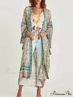 Botanical Bat Sleeve Bohemian Kimono Dress