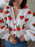 Botanical Button Closure Knit Cardigan