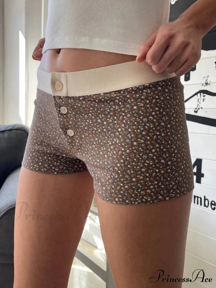 Botanical Button Stretchy Waist Short