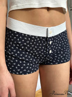 Botanical Button Stretchy Waist Short