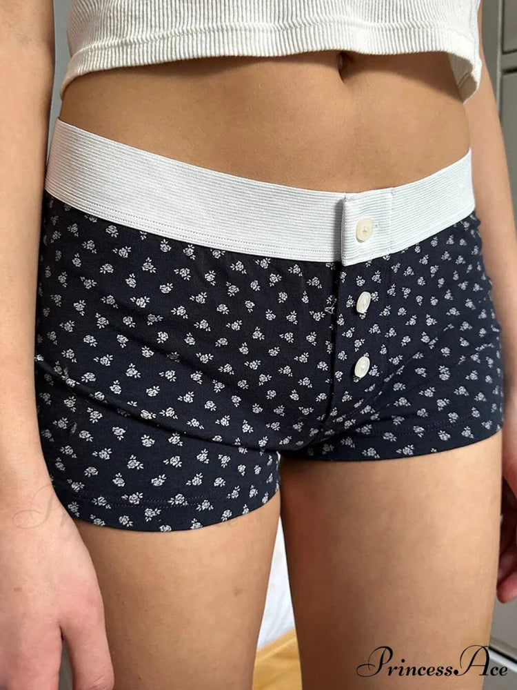 Botanical Button Stretchy Waist Short