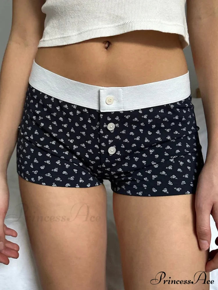 Botanical Button Stretchy Waist Short