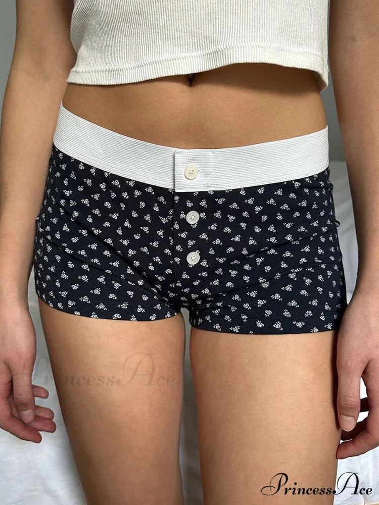 Botanical Button Stretchy Waist Short
