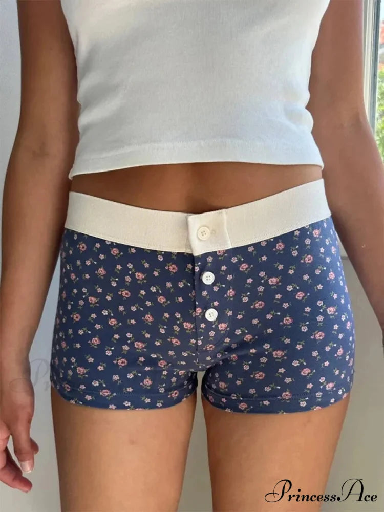 Botanical Button Stretchy Waist Short