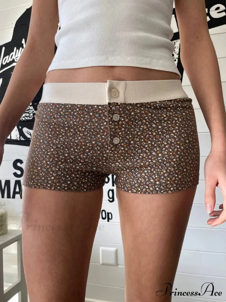 Botanical Button Stretchy Waist Short