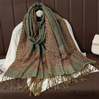 Botanical Cashmere Wrap Winter Scarf