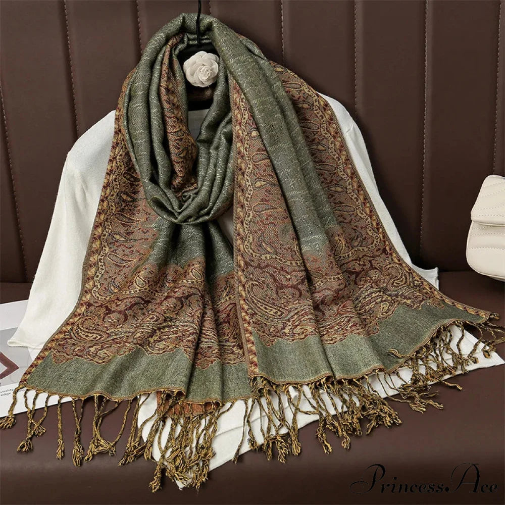 Botanical Cashmere Wrap Winter Scarf