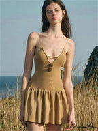 Botanical Dark Backless Mini Dress