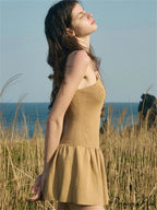 Botanical Dark Backless Mini Dress