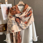 Botanical Pattern Cashmere Pashmina Scarf