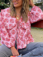 Botanical Puppet Collar Bind Blouse