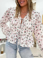 Botanical Puppet Collar Bind Blouse