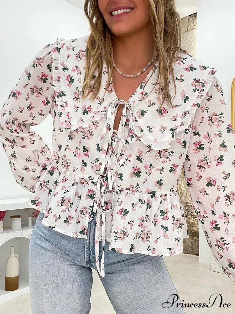 Botanical Puppet Collar Bind Blouse