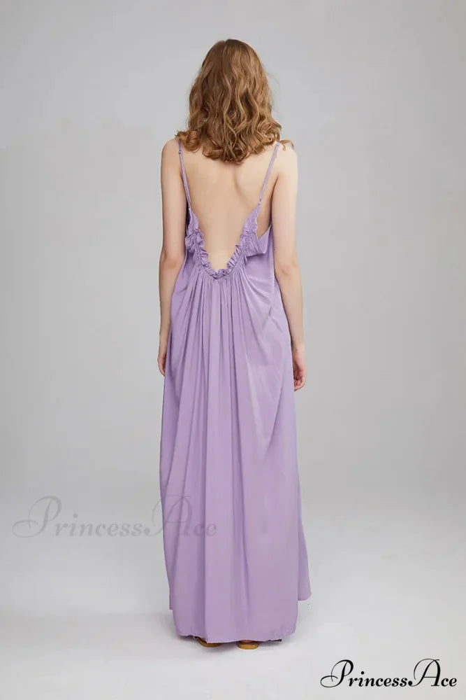 Botanical Stitching Open-Back Bandeau Cotton Free-spirited Dress