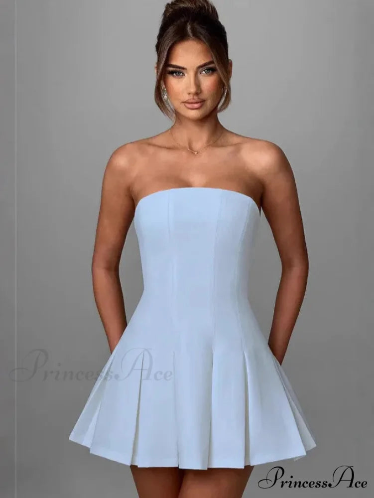 Bow Backless Strapless Party Dress