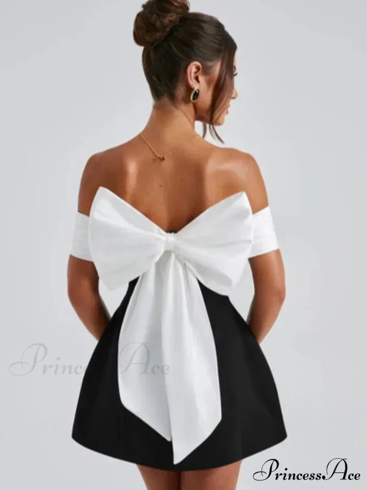 Bow Decoration Mini Party Dress