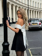 Bow Decoration Mini Party Dress