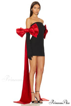 Bow Detail Short Strapless Party Dress
