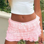 Bow Folded Frilled A-Line Skirt