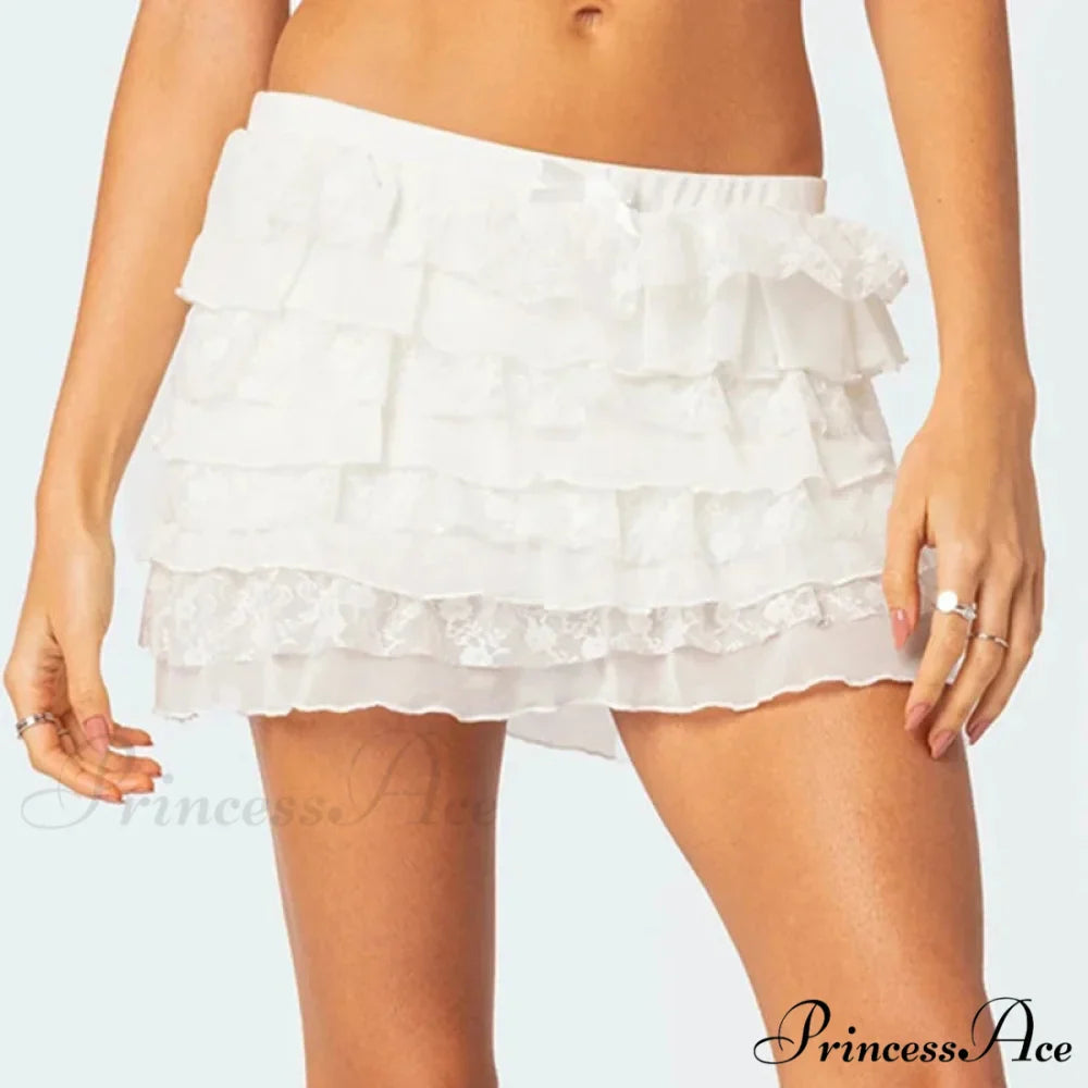 Bow Folded Frilled A-Line Skirt