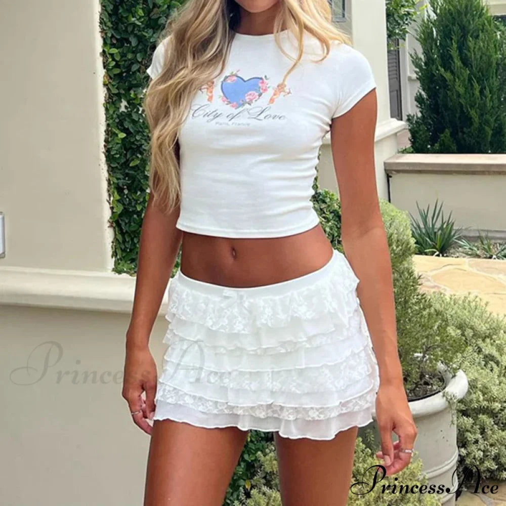 Bow Folded Frilled A-Line Skirt