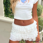 Bow Folded Frilled A-Line Skirt