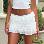 Bow Folded Frilled A-Line Skirt