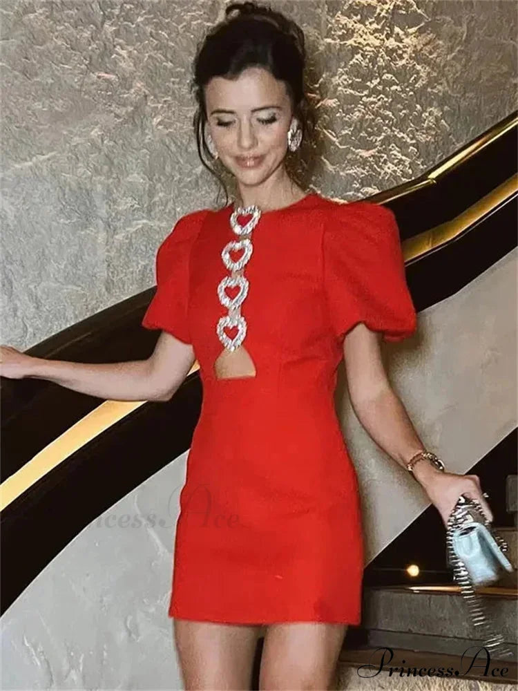 Bow Hollow-Out Patchwork Petite Dress