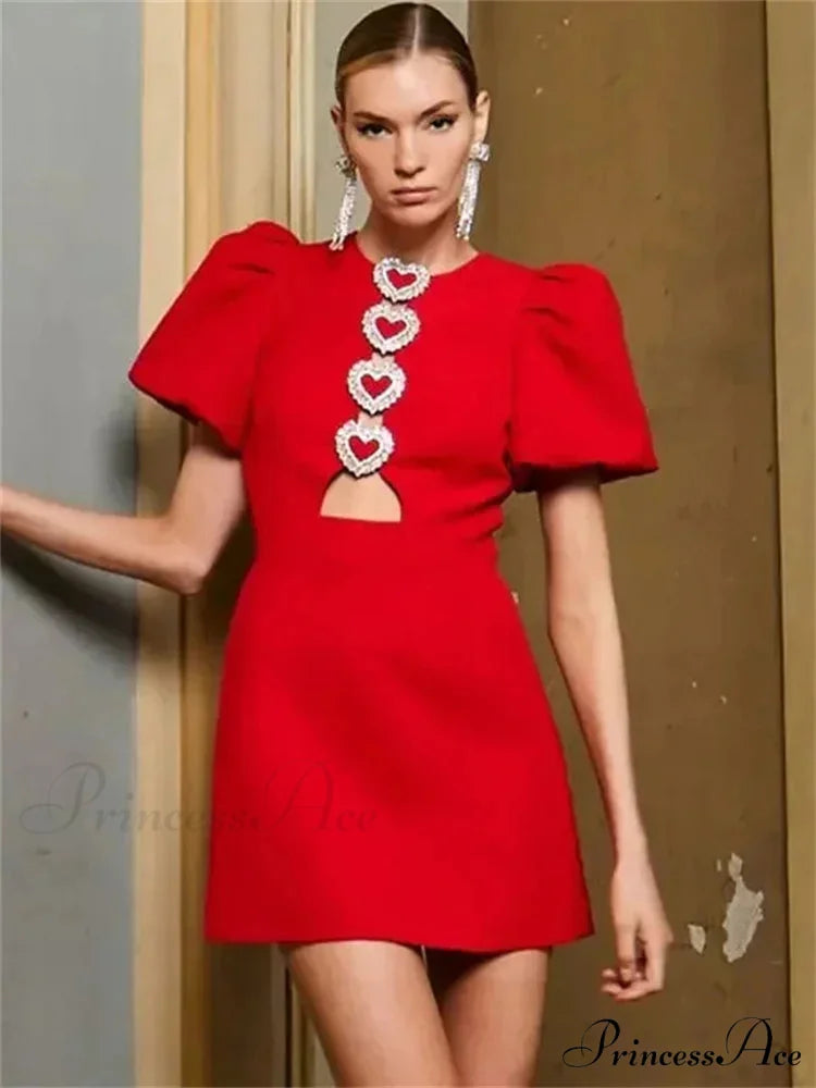 Bow Hollow-Out Patchwork Petite Dress