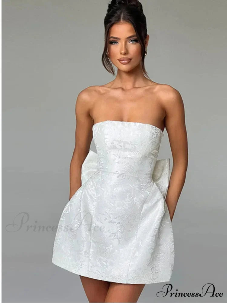 Bow Knot Open-Back Short Dress