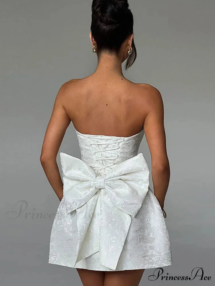 Bow Knot Open-Back Short Dress