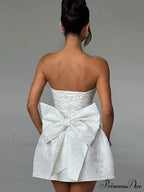 Bow Knot Open-Back Short Dress